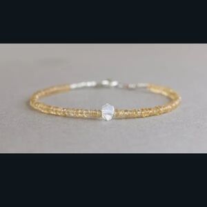 💛🧡NEW💛🧡 GORGEOUS!! Citrine and Herkimer Diamond Bracelet in Sterling Silver